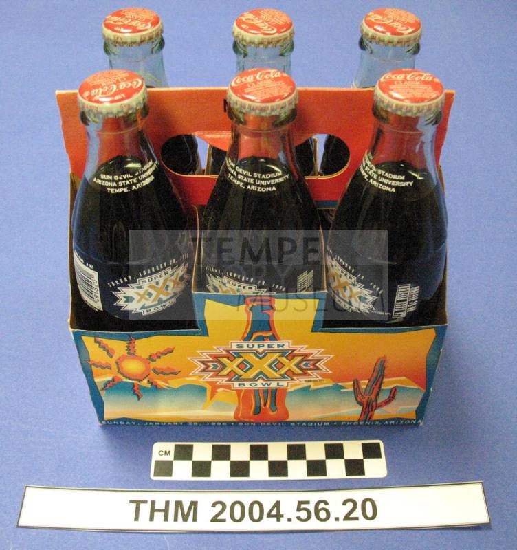 Super Bowl XXX Special edition six (6-8oz. bottle) pack of Coca Cola (filled and capped) classic