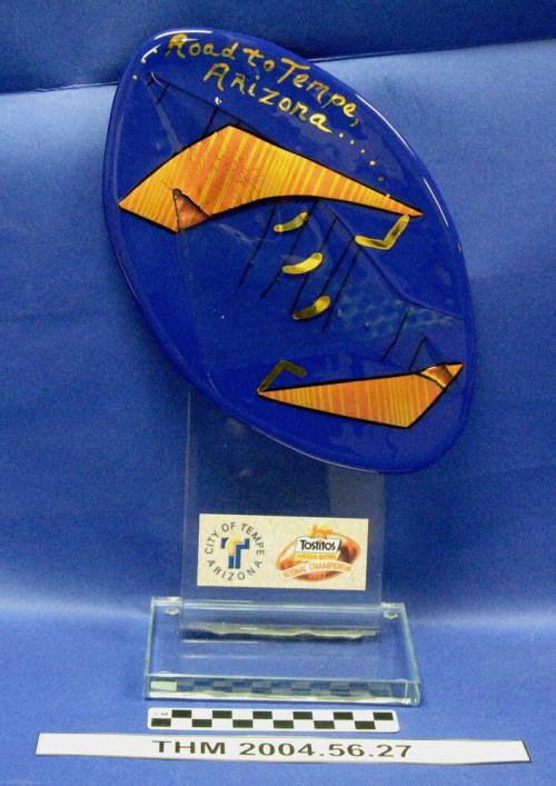 Fiesta Bowl 2003 glass football sculpture plaque