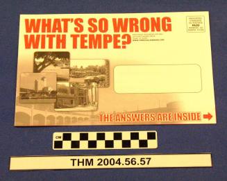 Fold-up mailer "What's so wrong with Tempe?"