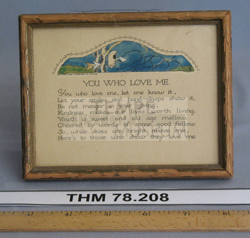 framed poem "You Who Love Me"