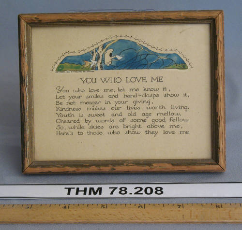 framed poem "You Who Love Me"