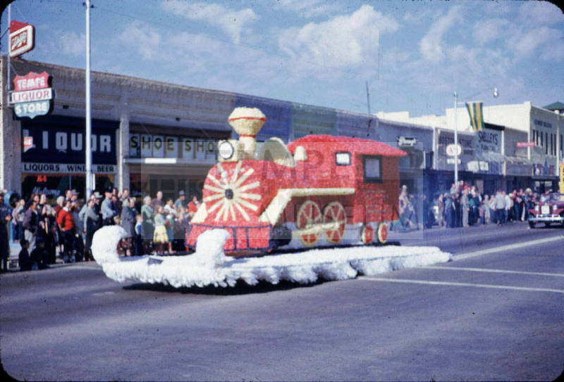 Parade:  Red Locomotive Float - Mill Avenue, Tempe