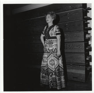 Mrs. Juanita Rudd wearing a modern square dance fashion dress