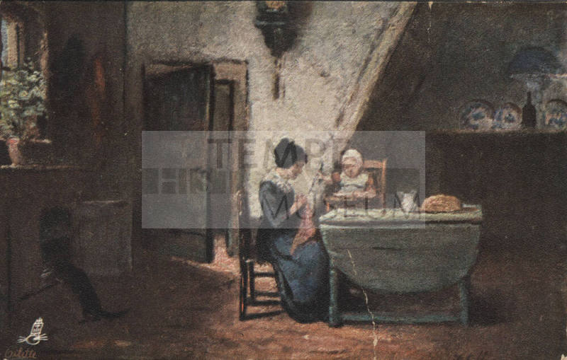 Postcard - Reproduction of "Woman Sewing"
