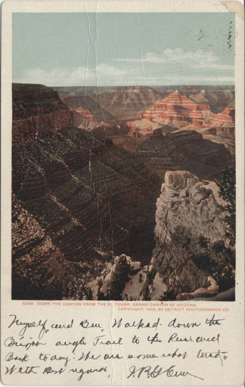 Postcard - "Down the Canyon from El Tovar"