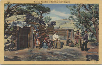 Postcard - Navajo Families by Their Hogans