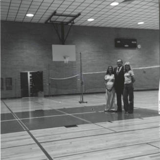 Principal Boyle and Two Students at Tempe High School, Indoor Basketbal Court