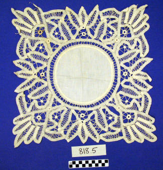 Battenburg style white crocheted  doily