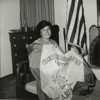 Unidentified Woman with Charles Trumbull Hayden DAR Flag