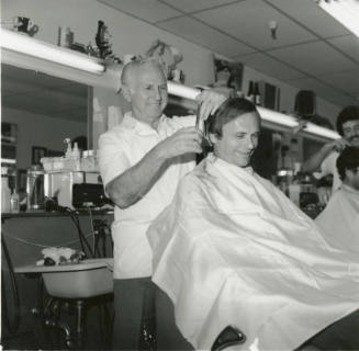 Mayor Harry Mitchell Gets Haircut at Ray Boles'  Barber Shop