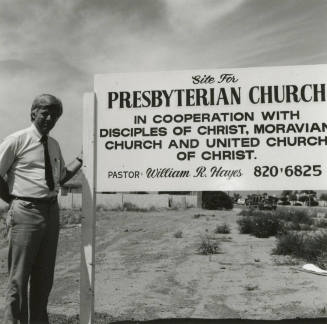 Man with Presbyterian Church Sign