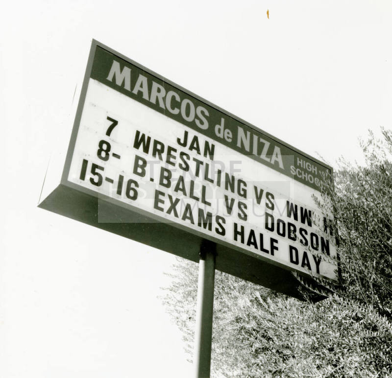 Marcos de Niza Sign, January