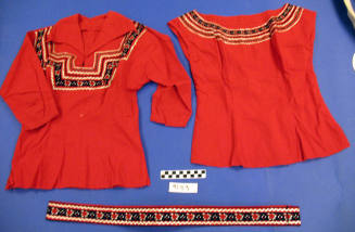 Red Embroided Skirt and Blouse set with a Embroided Belt