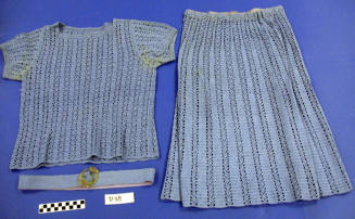 Three Piece Knit Skirt, Blouse and Belt Set