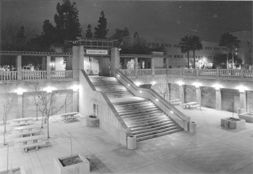 Hayden Library at night