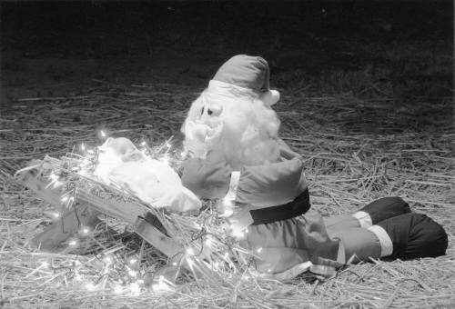 Santa Claus in Nativity Scene