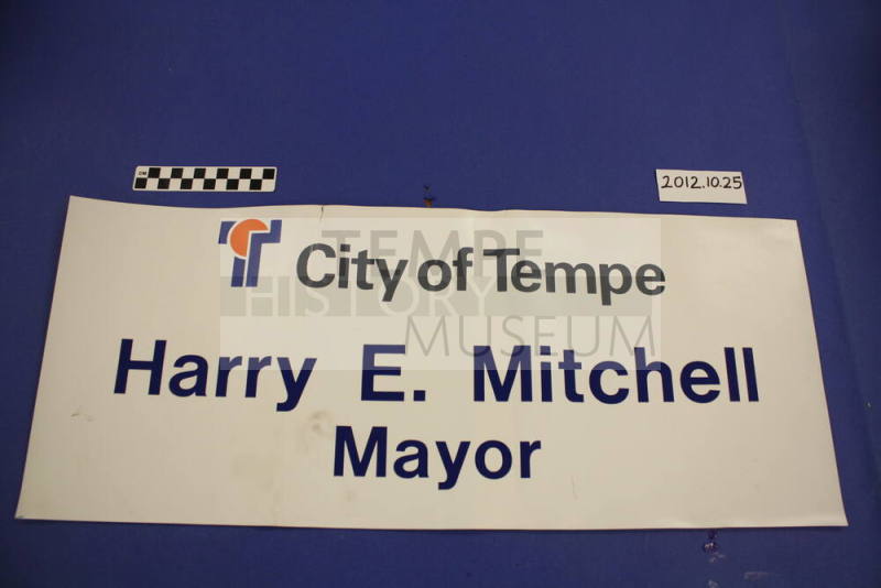 Magnetic Car Sign: City of Tempe, Harry E. Mitchell, Mayor