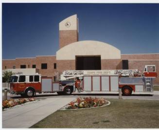 Photograph Tempe Public Library and Fire Engine