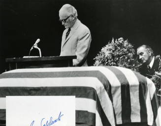 Ex-President Lyndon Johnson and Barry Goldwater at funeral of Carl Hayden