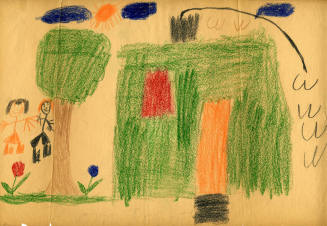 Crayon drawing of House, Tree, and People