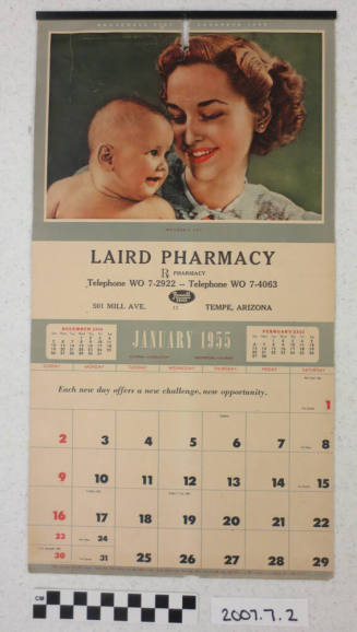 Laird's Pharmacy 1955 Calendar