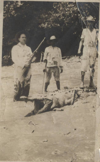 Representative Carl Hayden with killed alligator in Panama