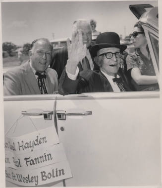 Carl Hayden in open Car Tempe Centennial with Wesley Bolin and Paul Fannin
