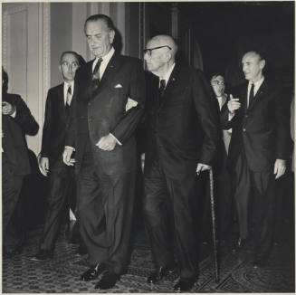 Senator Hayden with Lynden B. Johnson at White House.