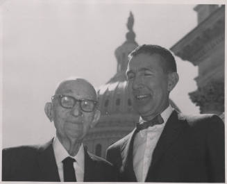 Carl Hayden and U.S. Representative Mo Udall in front of capitol building, Washington D.C.