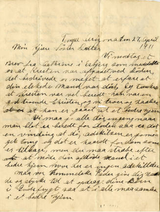 Letter from Niels Petersen to his niece