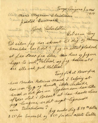Letter from Niels Petersen to his niece May 10, 1914