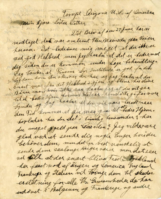 Letter from Niels Petersen to his Niece
