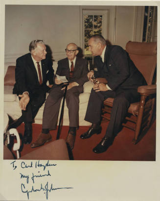 Autographed Photo by Lyndon B. Johnson with Senator Carl Hayden and Senator Everett Dirksen
