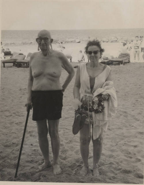 Carl Hayden with Nurse Dolly on a Beach