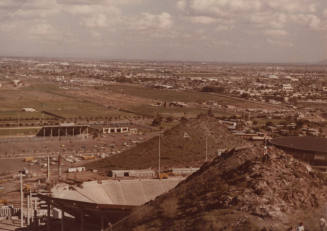 Aerial view of A Mountain and Stadium