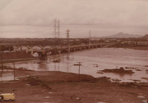 Salt River under Mill Avenue Bridge and railroad Bridge