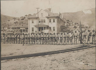 Men in Arizona National Guard posing in a mining town - Clifton-Morencia area