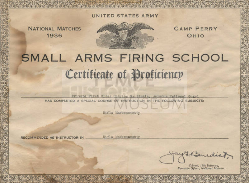 Charles Sigala, Rifle Marksmanship, Camp Perry 1936