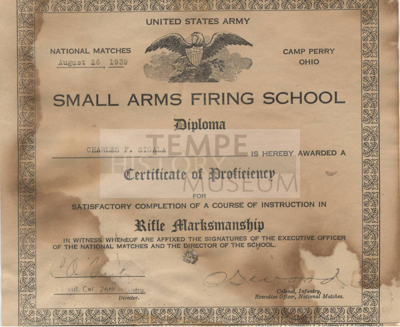 Charles Sigala Rifle Marksmanship, Camp Perry, 1939