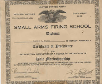 Charles Sigala Rifle Marksmanship Certificate, Camp Perry, 1941