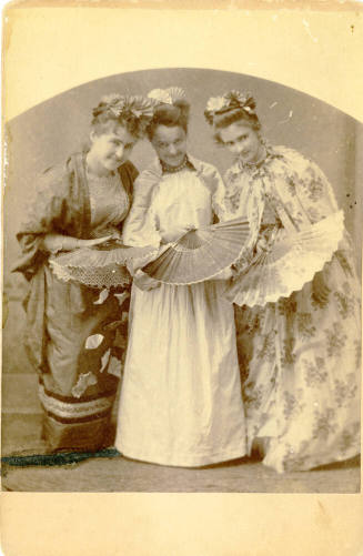 Eva Weaver, Addie LaRhue and Mary Mathews in costumes for play.