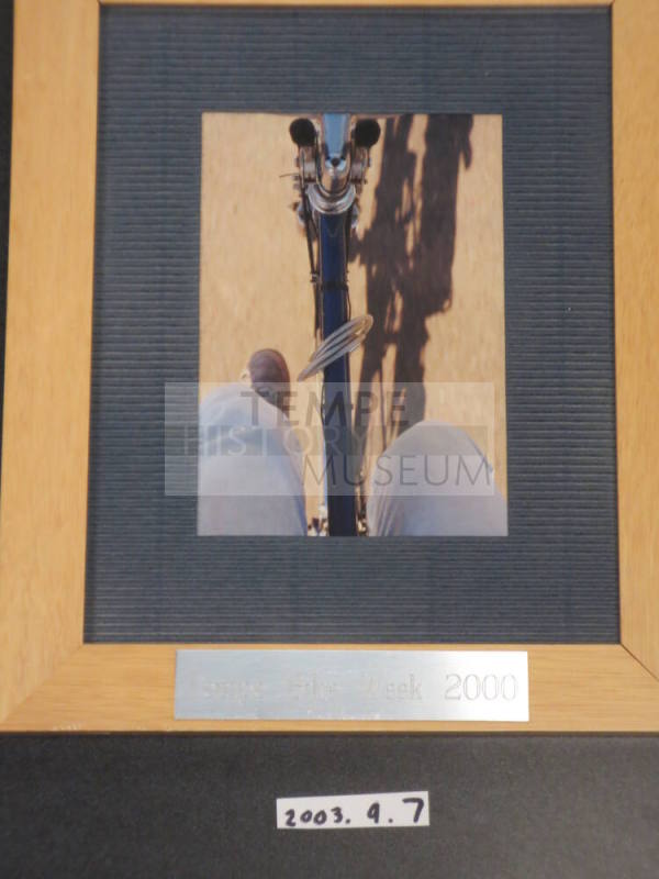 Matted and framed photo for Tempe Bike Week 2000 w/ note