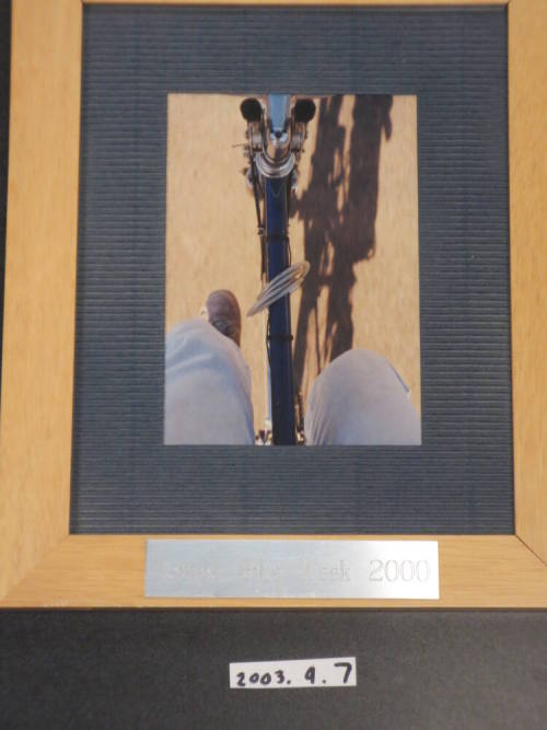 Matted and framed photo for Tempe Bike Week 2000 w/ note