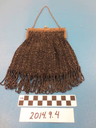 Black Beaded Purse with Small Fringe Loops