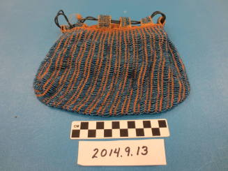 Beaded Blue and Tan Striped Purse