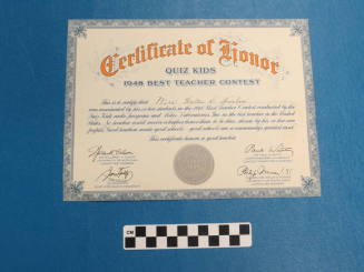 Certificate of Honor- Quiz Kids