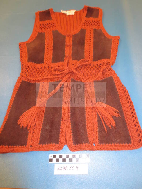 Crochet and Suede Woman's Vest