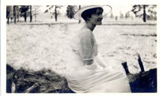 Photograph - Jessie Fisk in white dress and hat