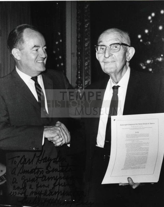 Photograph - Senator Carl Hayden & Vice President Hubert H. Humphrey