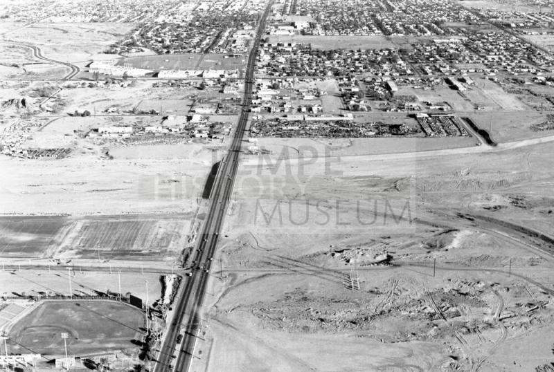 Aerial of Rural Road Looking North with Salt River Riverbed